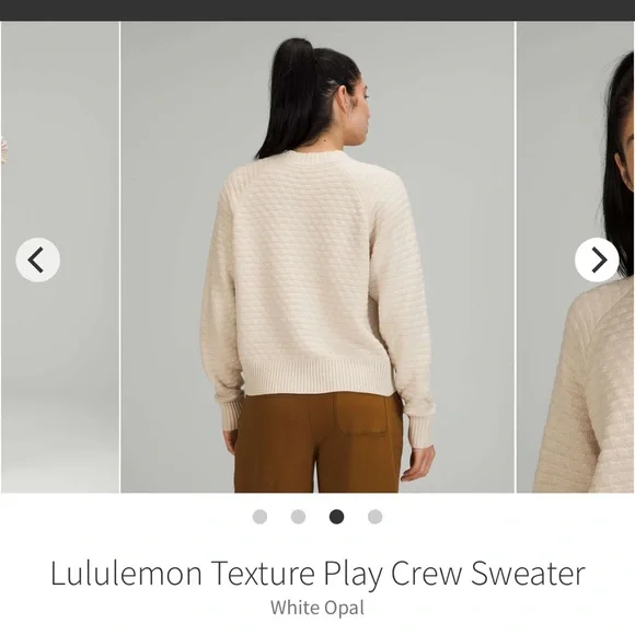 New Without tags Lululemon Texture Play Crew Sweater White Opal M/L - Picture 3 of 11